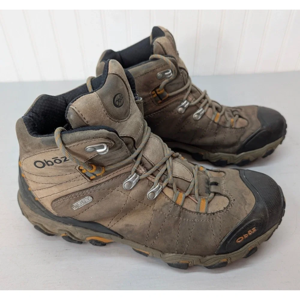 Oboz Bridger Mid B-DRY Hiking Boots Men's‎ 10 Brown Black Leather Waterproof